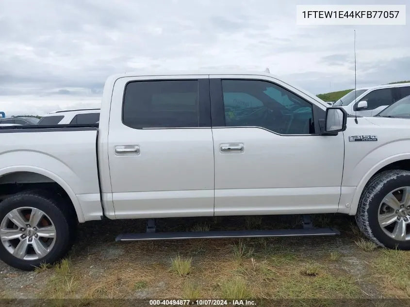 2019 Ford F150 Supercrew VIN: 1FTEW1E44KFB77057 Lot: 40494877