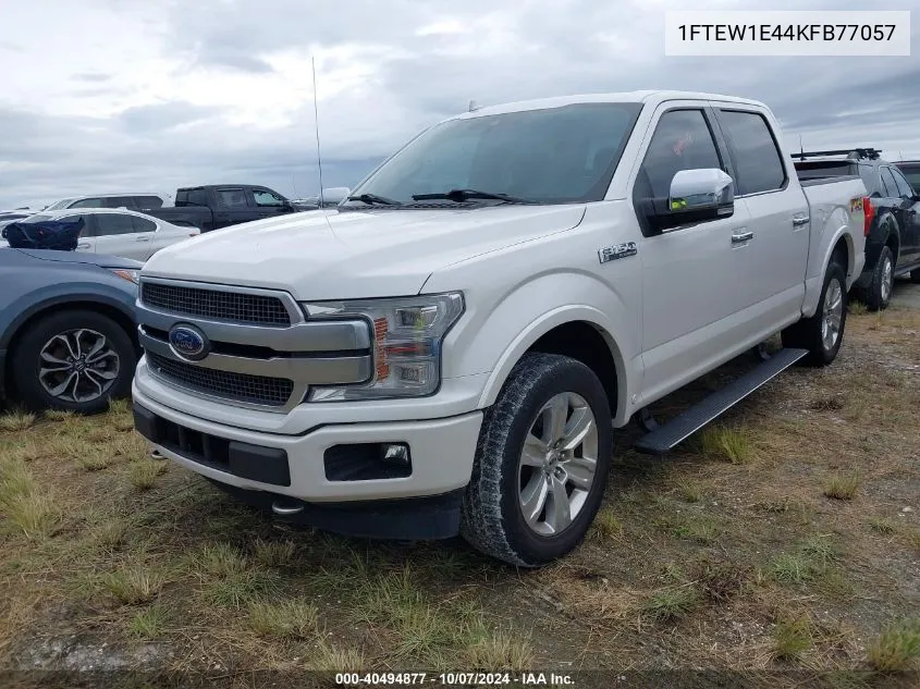 2019 Ford F150 Supercrew VIN: 1FTEW1E44KFB77057 Lot: 40494877