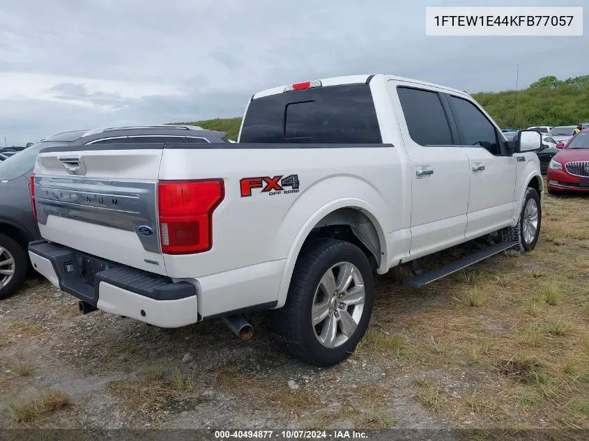 2019 Ford F150 Supercrew VIN: 1FTEW1E44KFB77057 Lot: 40494877