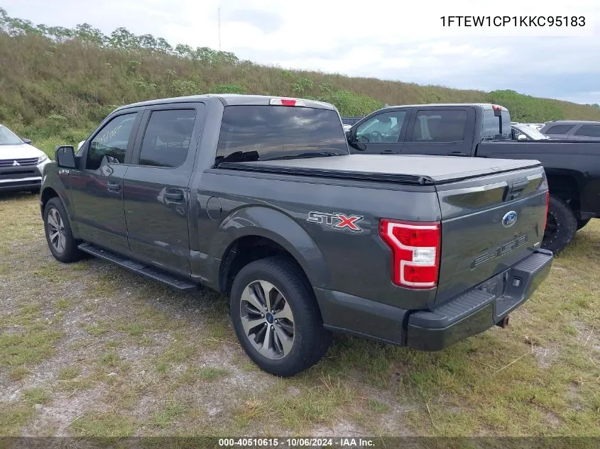 2019 Ford F150 Supercrew VIN: 1FTEW1CP1KKC95183 Lot: 40510615