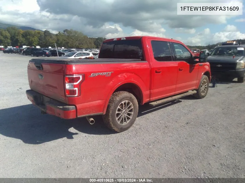 2019 Ford F-150 Xlt VIN: 1FTEW1EP8KFA31609 Lot: 40510625