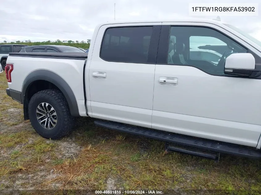 2019 Ford F150 Raptor VIN: 1FTFW1RG8KFA53902 Lot: 40531515