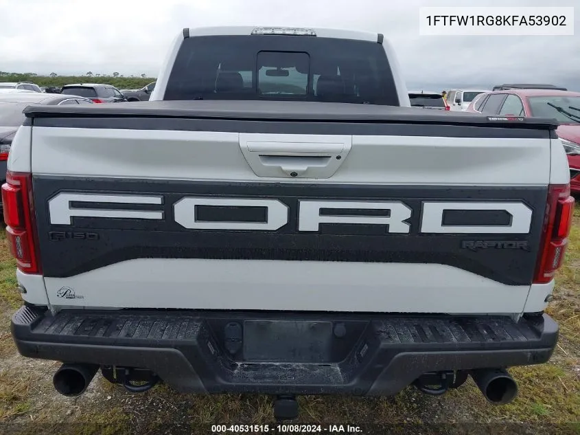 2019 Ford F150 Raptor VIN: 1FTFW1RG8KFA53902 Lot: 40531515