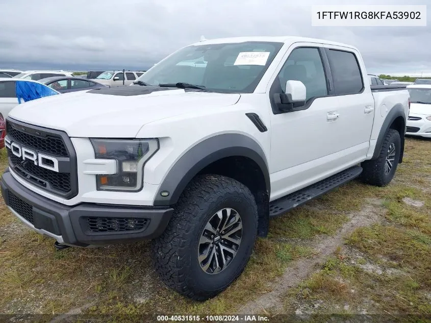 2019 Ford F150 Raptor VIN: 1FTFW1RG8KFA53902 Lot: 40531515