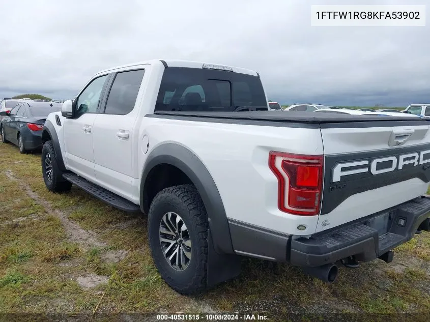 2019 Ford F150 Raptor VIN: 1FTFW1RG8KFA53902 Lot: 40531515