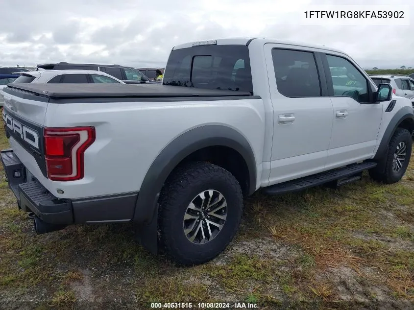 2019 Ford F150 Raptor VIN: 1FTFW1RG8KFA53902 Lot: 40531515