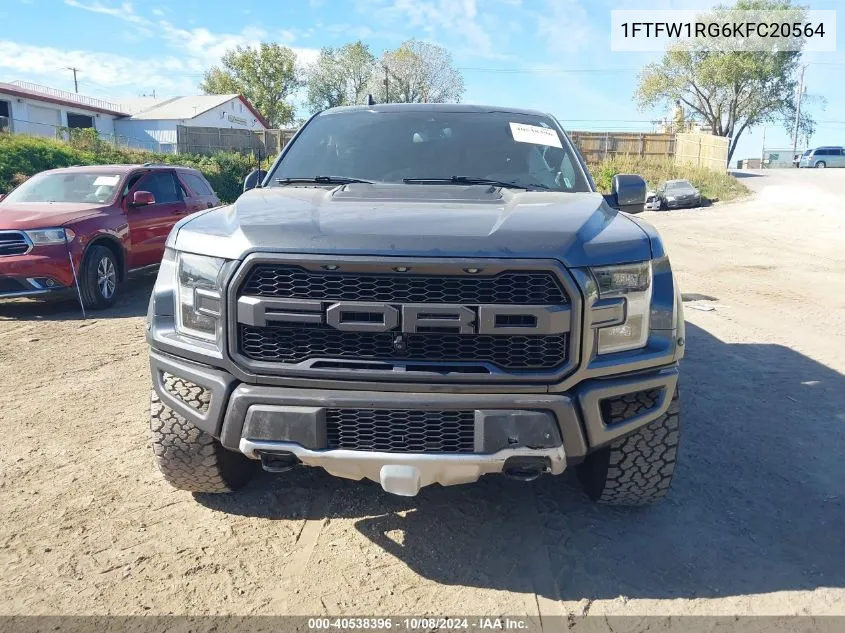 2019 Ford F-150 Raptor VIN: 1FTFW1RG6KFC20564 Lot: 40538396