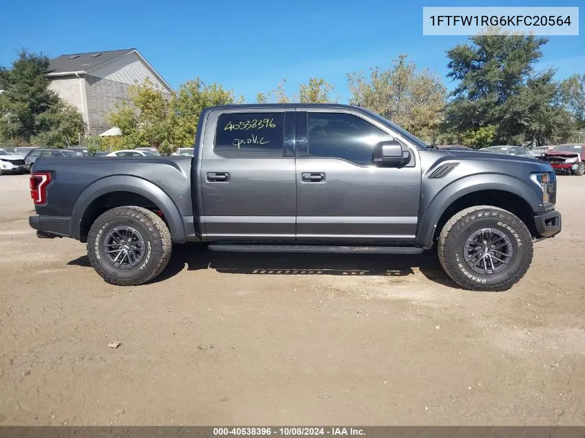 2019 Ford F-150 Raptor VIN: 1FTFW1RG6KFC20564 Lot: 40538396