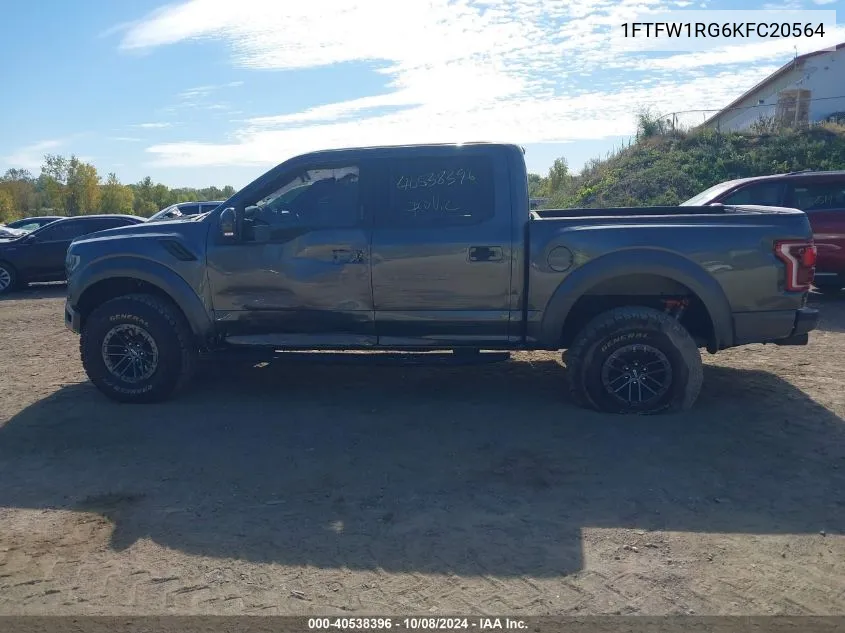 2019 Ford F-150 Raptor VIN: 1FTFW1RG6KFC20564 Lot: 40538396