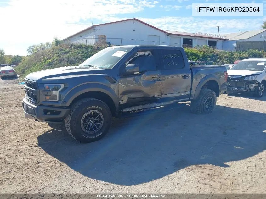 2019 Ford F-150 Raptor VIN: 1FTFW1RG6KFC20564 Lot: 40538396