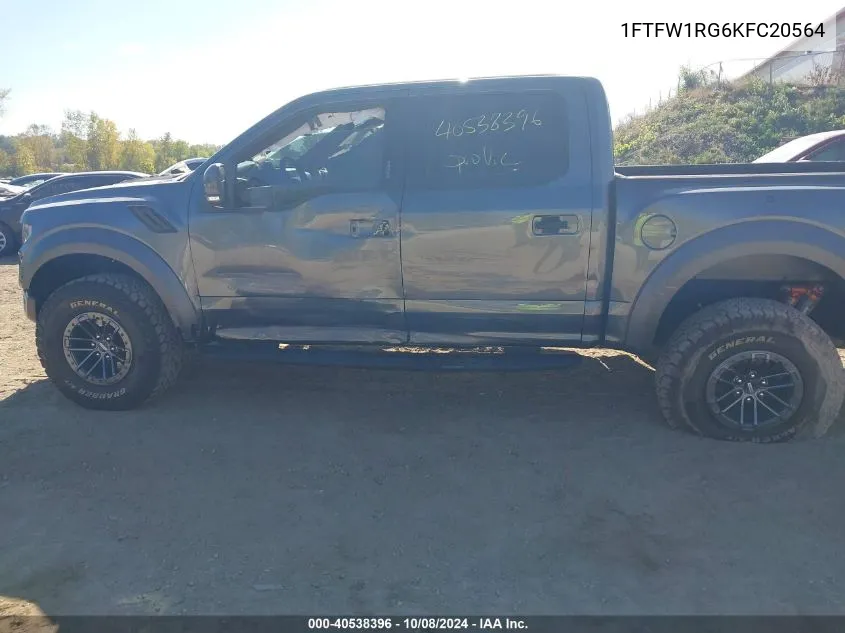 2019 Ford F-150 Raptor VIN: 1FTFW1RG6KFC20564 Lot: 40538396