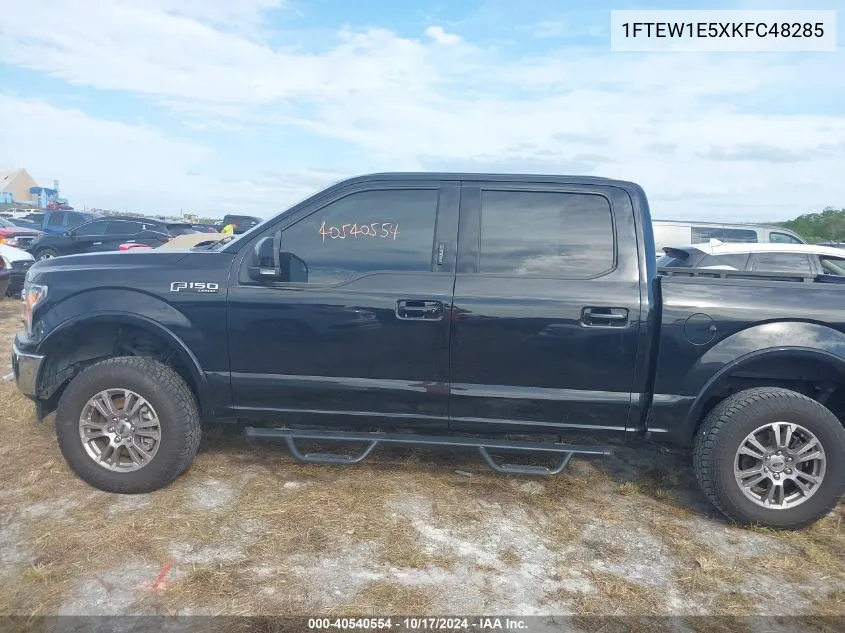 2019 Ford F-150 Lariat VIN: 1FTEW1E5XKFC48285 Lot: 40540554