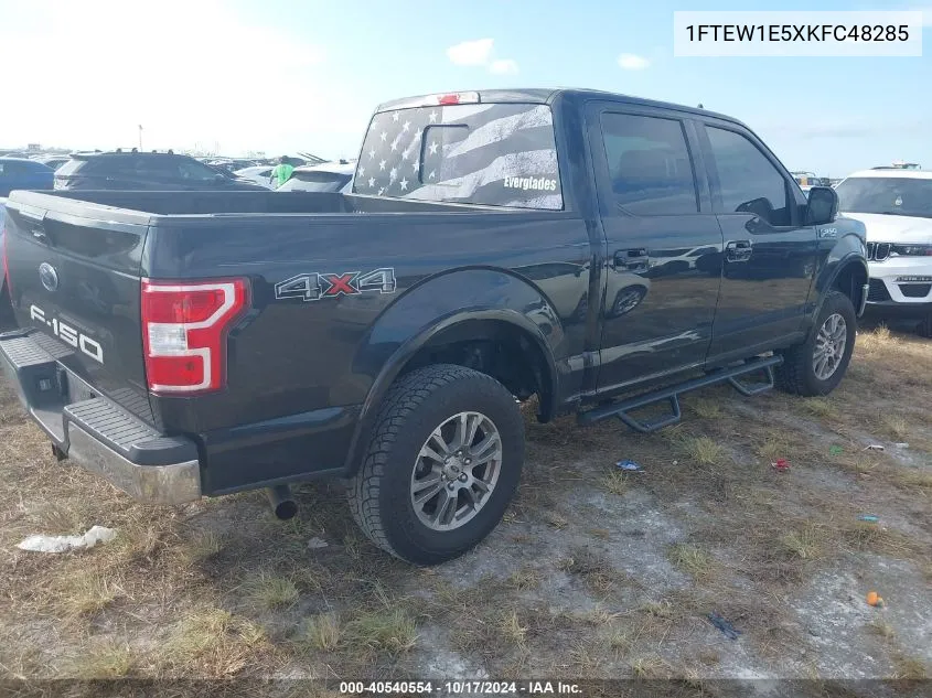 2019 Ford F-150 Lariat VIN: 1FTEW1E5XKFC48285 Lot: 40540554