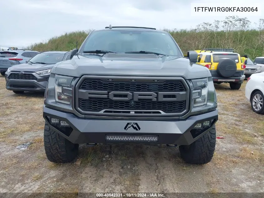 2019 Ford F-150 Raptor VIN: 1FTFW1RG0KFA30064 Lot: 40542331