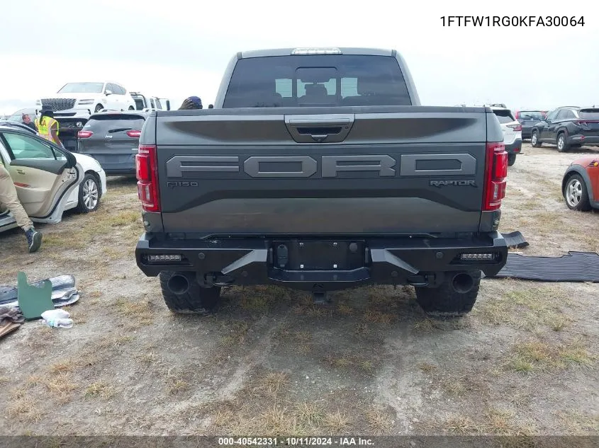 2019 Ford F-150 Raptor VIN: 1FTFW1RG0KFA30064 Lot: 40542331