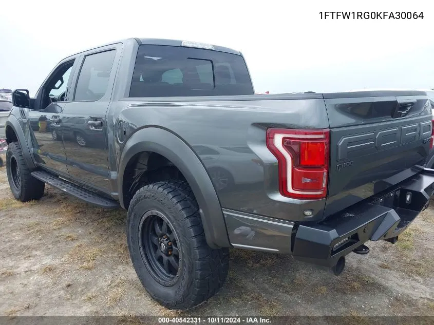 2019 Ford F-150 Raptor VIN: 1FTFW1RG0KFA30064 Lot: 40542331