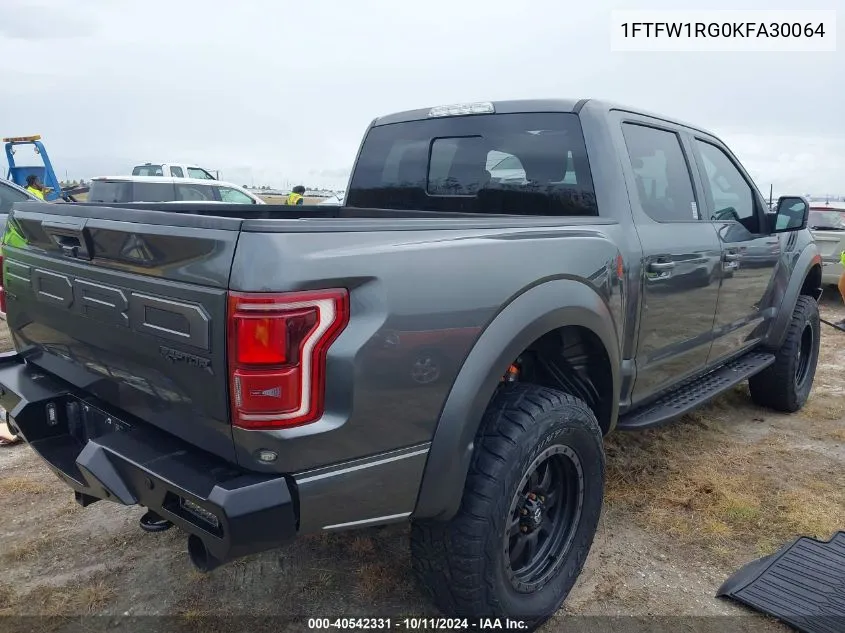 2019 Ford F-150 Raptor VIN: 1FTFW1RG0KFA30064 Lot: 40542331