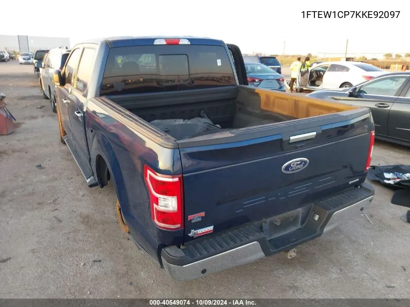 2019 Ford F-150 Xlt VIN: 1FTEW1CP7KKE92097 Lot: 40549074