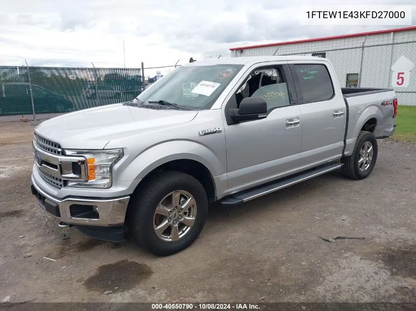 2019 Ford F-150 Xlt VIN: 1FTEW1E43KFD27000 Lot: 40550790