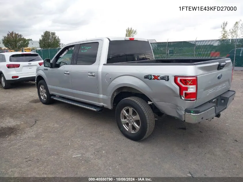 2019 Ford F-150 Xlt VIN: 1FTEW1E43KFD27000 Lot: 40550790