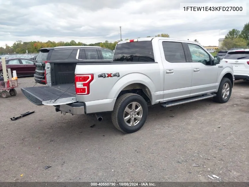 2019 Ford F-150 Xlt VIN: 1FTEW1E43KFD27000 Lot: 40550790