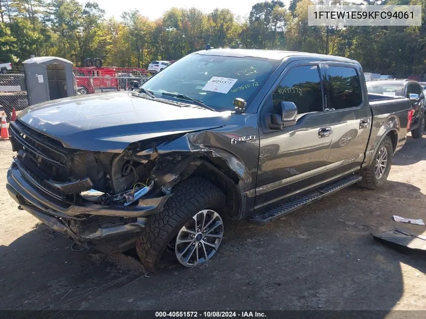 2019 Ford F-150 Lariat VIN: 1FTEW1E59KFC94061 Lot: 40551572