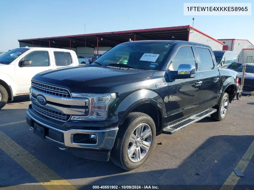 2019 Ford F-150 Supercrew VIN: 1FTEW1E4XKKE58965 Lot: 40551902