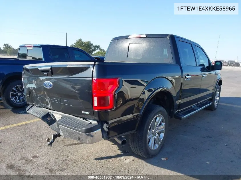 2019 Ford F-150 Supercrew VIN: 1FTEW1E4XKKE58965 Lot: 40551902