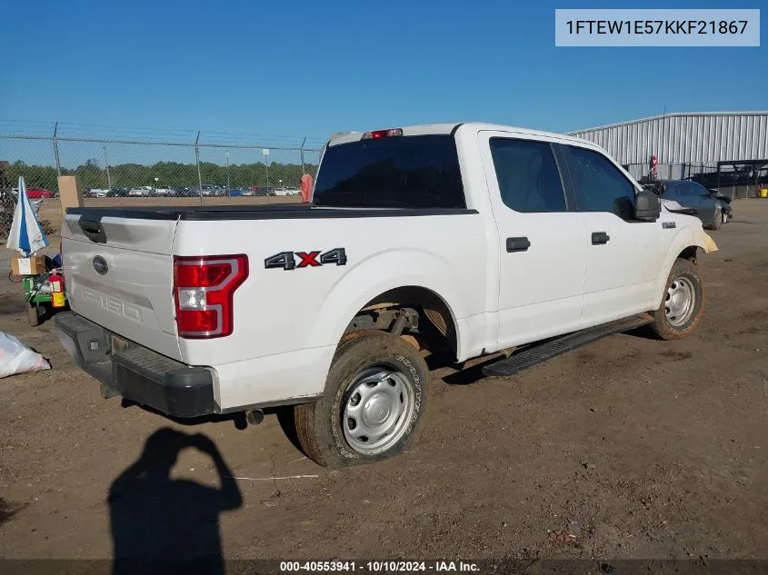 2019 Ford F-150 Xl VIN: 1FTEW1E57KKF21867 Lot: 40553941