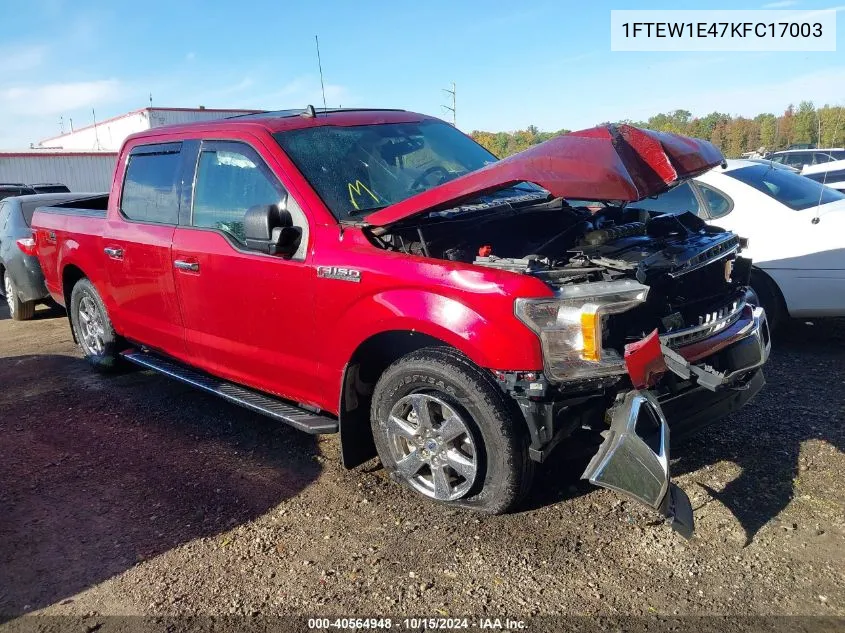 2019 Ford F-150 Xlt VIN: 1FTEW1E47KFC17003 Lot: 40564948