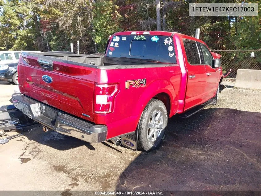 2019 Ford F-150 Xlt VIN: 1FTEW1E47KFC17003 Lot: 40564948