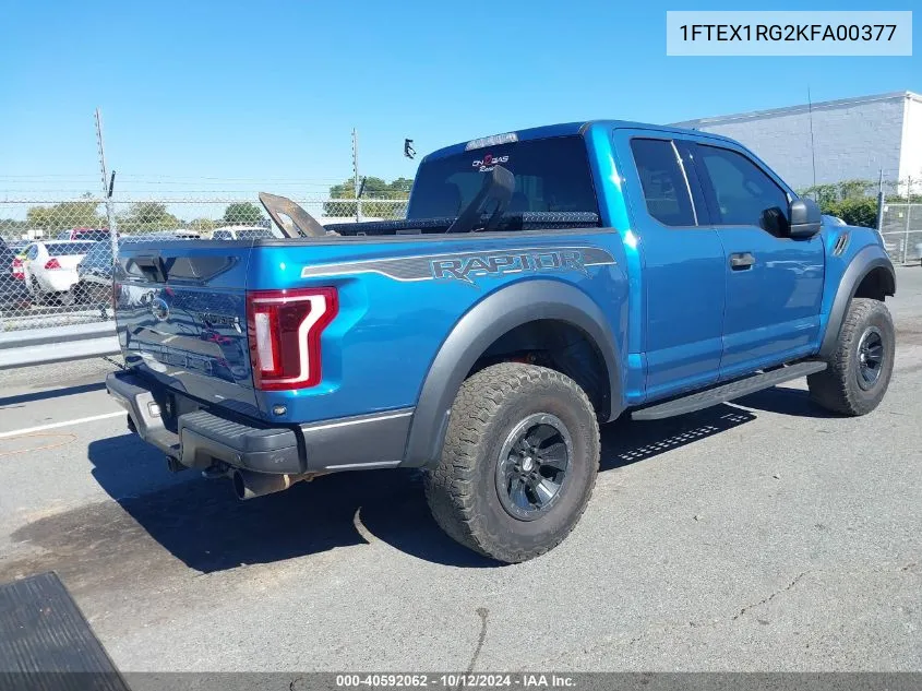 2019 Ford F-150 Raptor VIN: 1FTEX1RG2KFA00377 Lot: 40592062