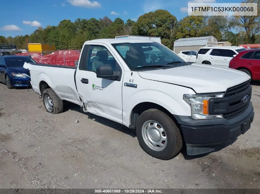 2019 Ford F-150 Xl VIN: 1FTMF1C53KKD00068 Lot: 40601069