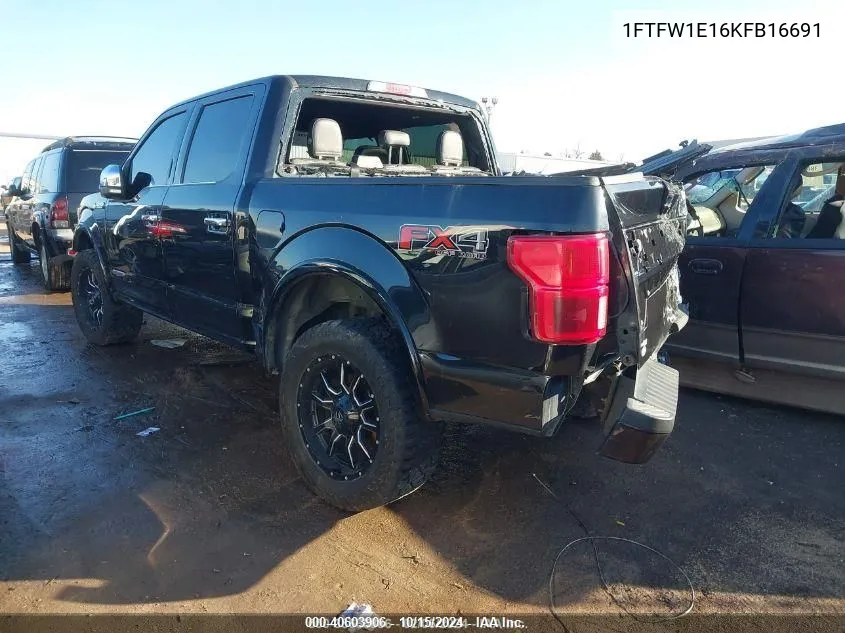 2019 Ford F-150 Platinum VIN: 1FTFW1E16KFB16691 Lot: 40603906