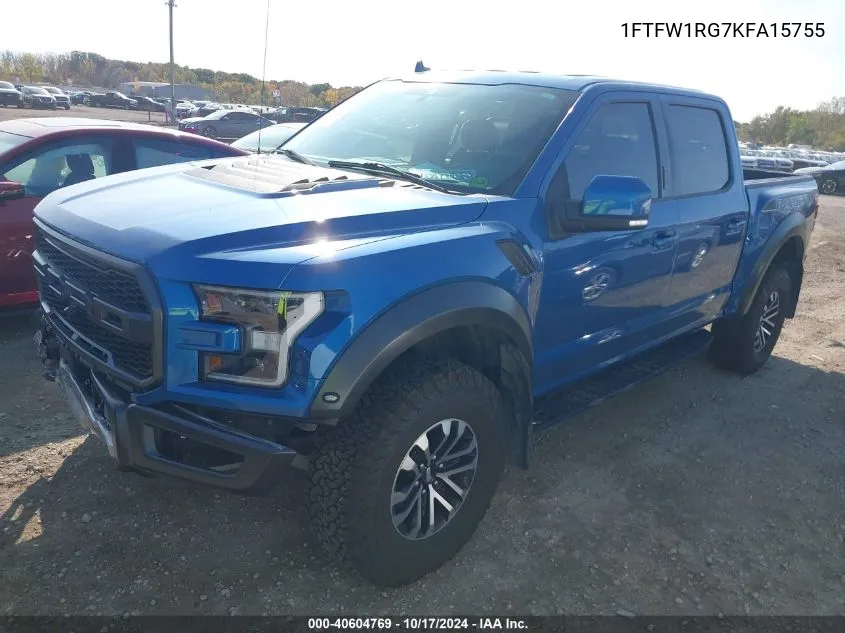 2019 Ford F-150 Raptor VIN: 1FTFW1RG7KFA15755 Lot: 40604769