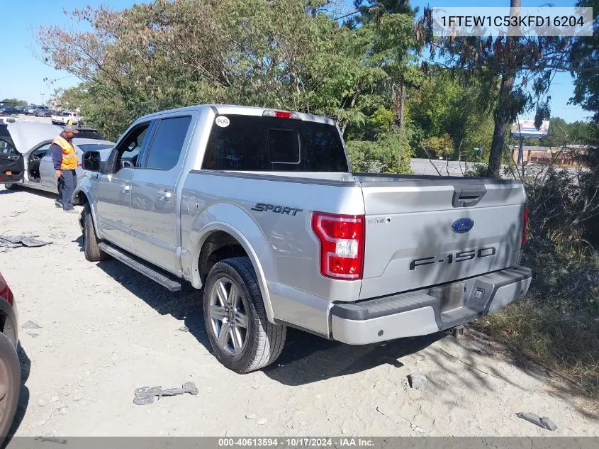 2019 Ford F150 Supercrew VIN: 1FTEW1C53KFD16204 Lot: 40613594