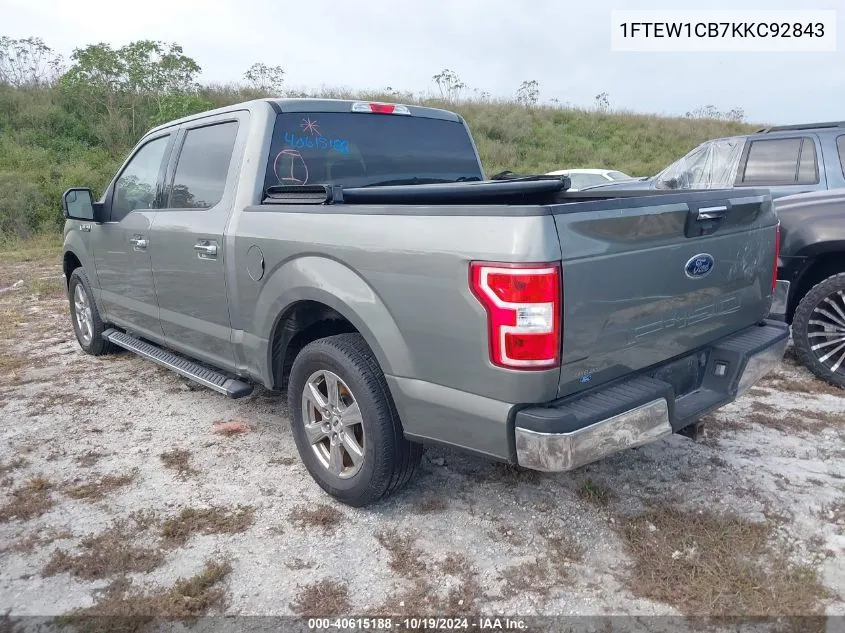 2019 Ford F-150 Xlt VIN: 1FTEW1CB7KKC92843 Lot: 40615188