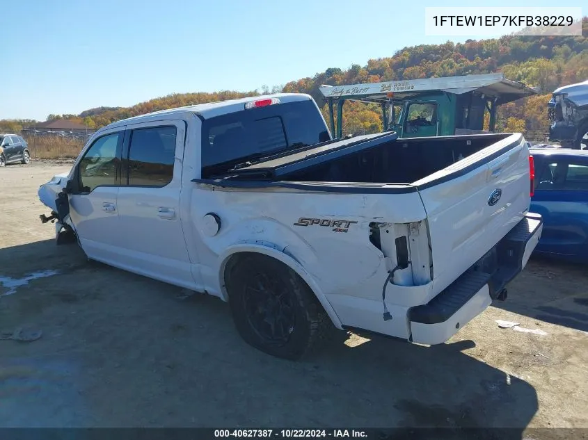 2019 Ford F-150 Lariat VIN: 1FTEW1EP7KFB38229 Lot: 40627387