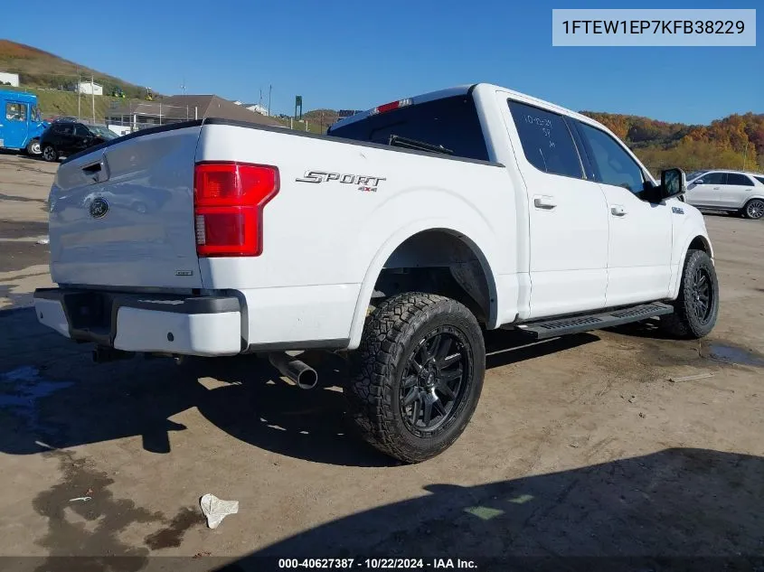 2019 Ford F-150 Lariat VIN: 1FTEW1EP7KFB38229 Lot: 40627387