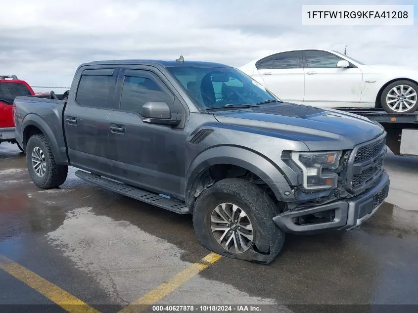 2019 Ford F-150 Raptor VIN: 1FTFW1RG9KFA41208 Lot: 40627878