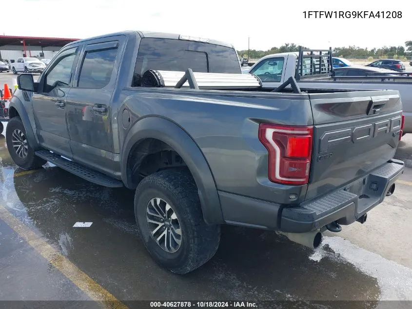 2019 Ford F-150 Raptor VIN: 1FTFW1RG9KFA41208 Lot: 40627878