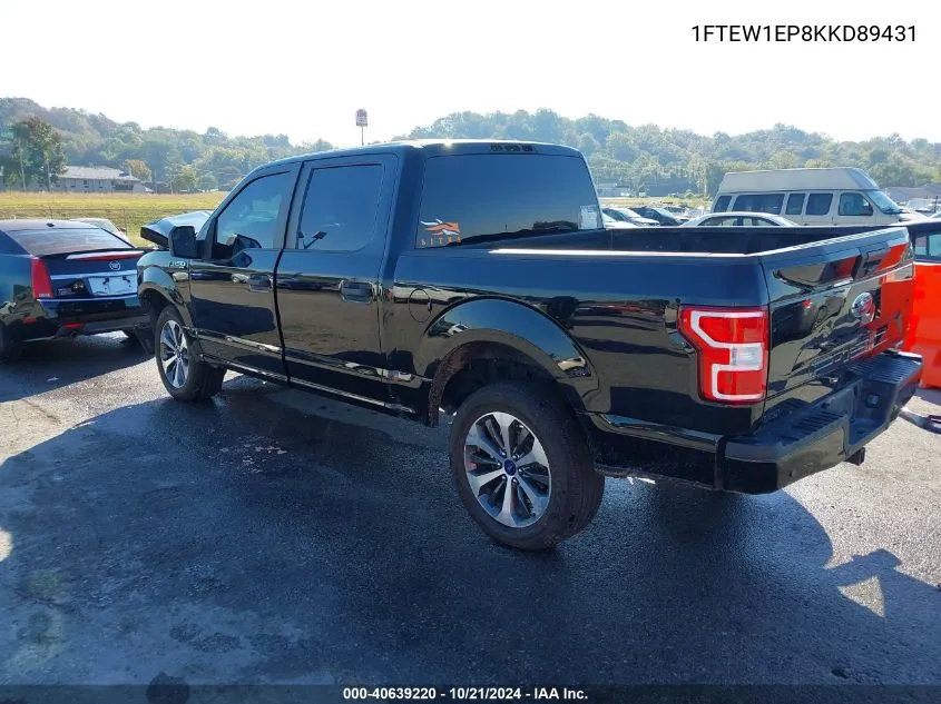 2019 Ford F150 Supercrew VIN: 1FTEW1EP8KKD89431 Lot: 40639220