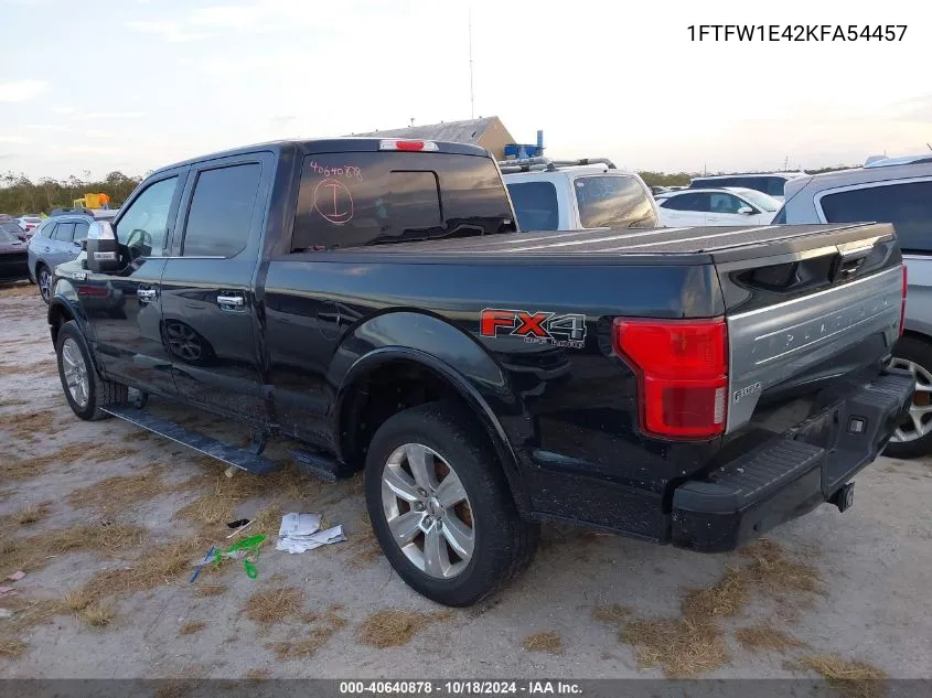 2019 Ford F-150 Platinum VIN: 1FTFW1E42KFA54457 Lot: 40640878