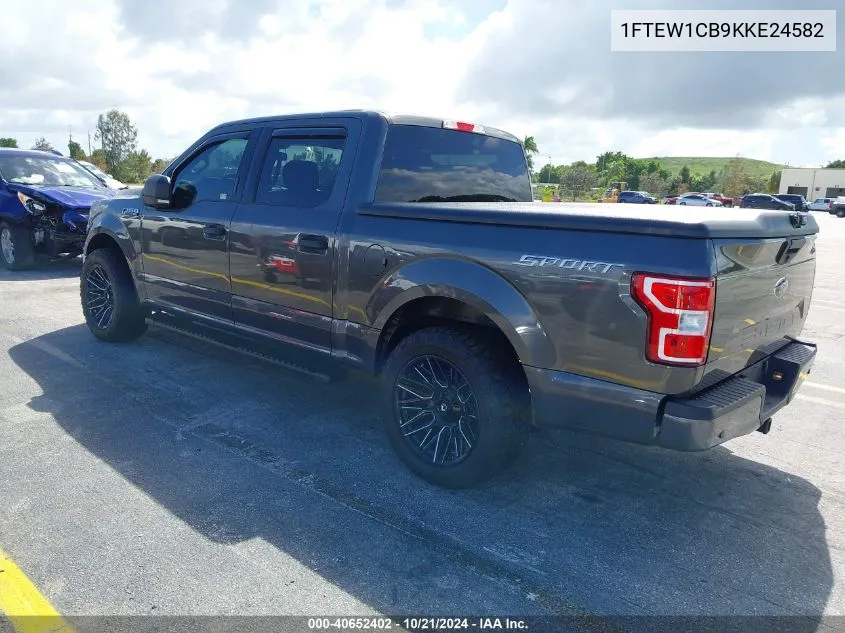 2019 Ford F150 Supercrew VIN: 1FTEW1CB9KKE24582 Lot: 40652402