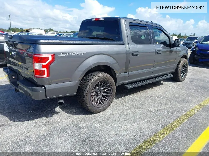 2019 Ford F150 Supercrew VIN: 1FTEW1CB9KKE24582 Lot: 40652402