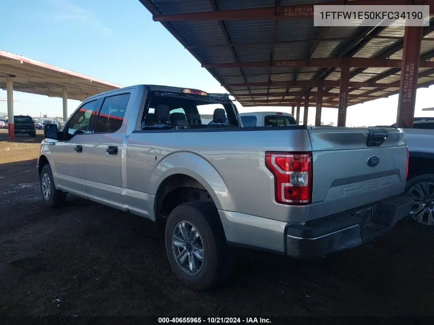 2019 Ford F-150 Supercrew VIN: 1FTFW1E50KFC34190 Lot: 40655965