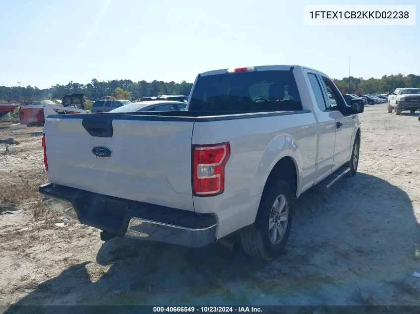 2019 Ford F-150 Xlt VIN: 1FTEX1CB2KKD02238 Lot: 40666549