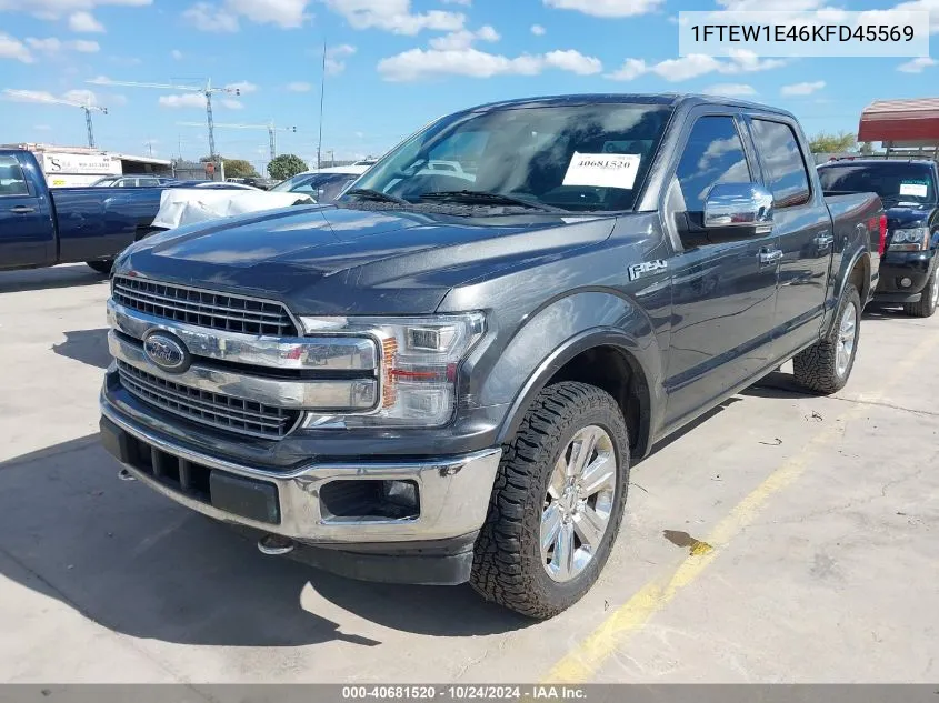 2019 Ford F-150 Lariat VIN: 1FTEW1E46KFD45569 Lot: 40681520