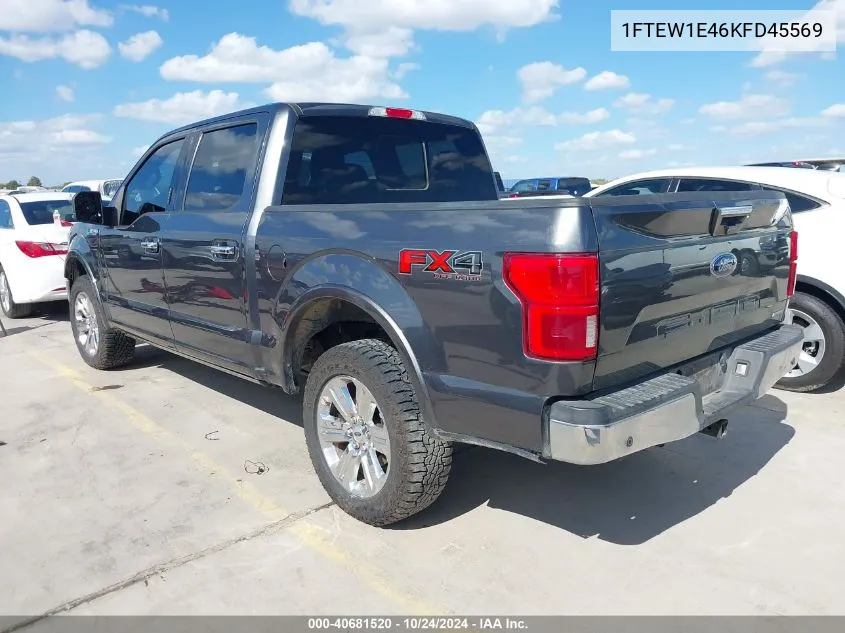 2019 Ford F-150 Lariat VIN: 1FTEW1E46KFD45569 Lot: 40681520