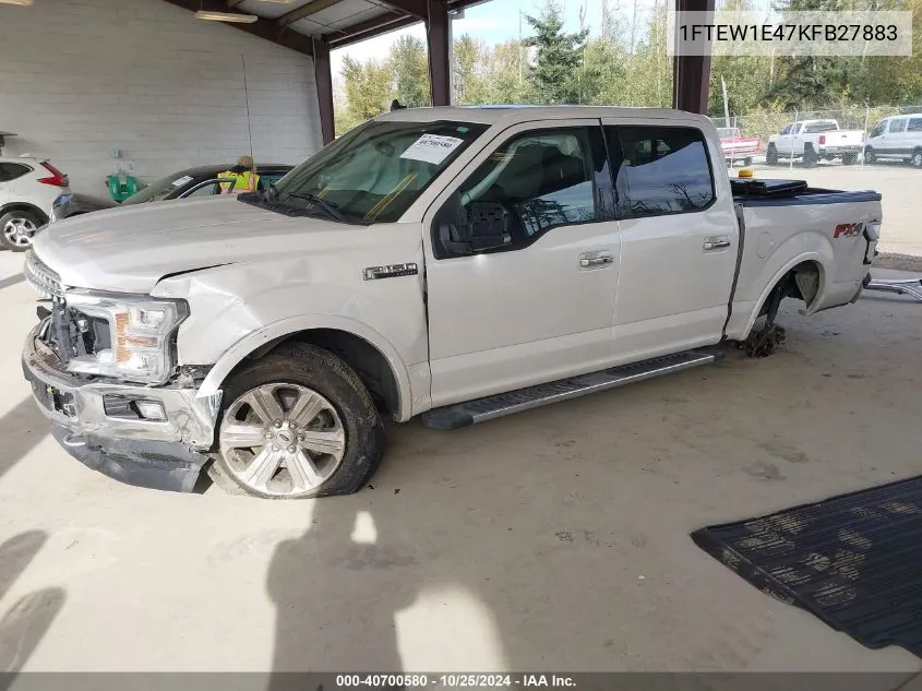 2019 Ford F-150 Lariat VIN: 1FTEW1E47KFB27883 Lot: 40700580